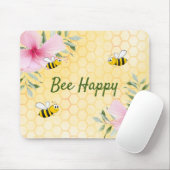 Tapis De Souris Bee Happy bumble abeilles jaune nid d'abeille flor (Avec souris)