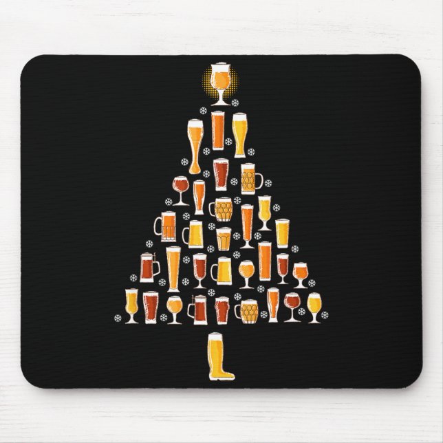 Tapis De Souris Beer Christmas Tree Men Women Beer Ugly Christmas  (Devant)