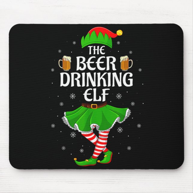 Tapis De Souris Beer Drinking Elf Christmas Family Girl Women Elf  (Devant)