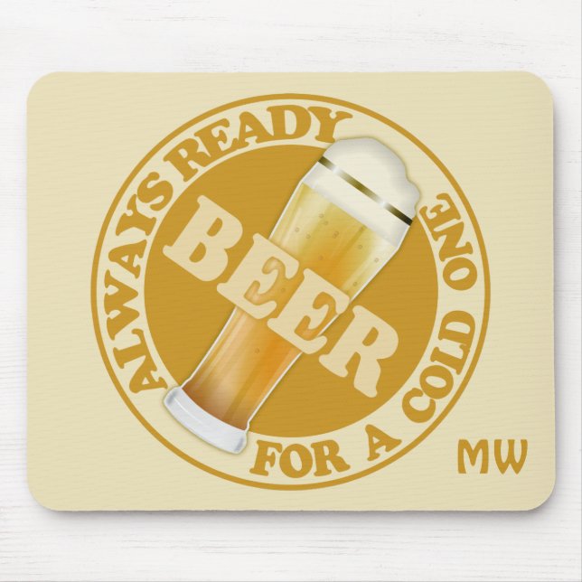 Tapis De Souris BEER monogramme personnalisé mousepad (Devant)