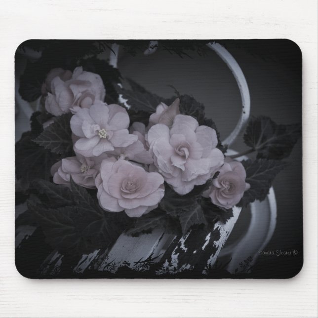 Tapis De Souris Bégonias Rose Repose Sur Le Banc - Mousepad (Devant)