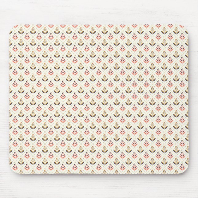 Tapis De Souris Beige mousepad with a repeating floral pattern (Devant)