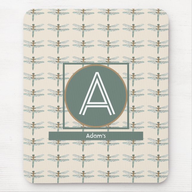TAPIS DE SOURIS BEIGE PERSONNALISÉ TENDANCE DRAGONFLY (Devant)