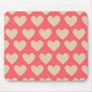 Tapis De Souris Beige Rouge mignon Simple Motif de coeur
