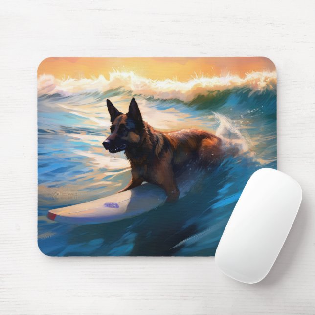 Tapis De Souris Belge Shepherd Beach Surf Peinture (Avec souris)