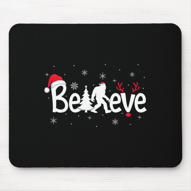 Tapis De Souris Believe Bigfoot Sasquatch Reindeer Santa Hat Merry (Devant)