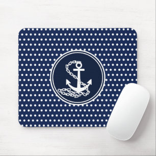 Tapis De Souris Belle Ancre, Bleue Et Blanche Maritime