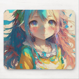 Tapis De Souris Belle Anime Colorée Fille Avoir une belle journée