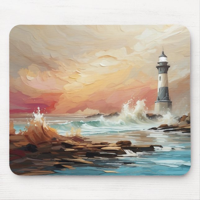 Tapis De Souris Belle aquarelle classique étonnante phare (Devant)