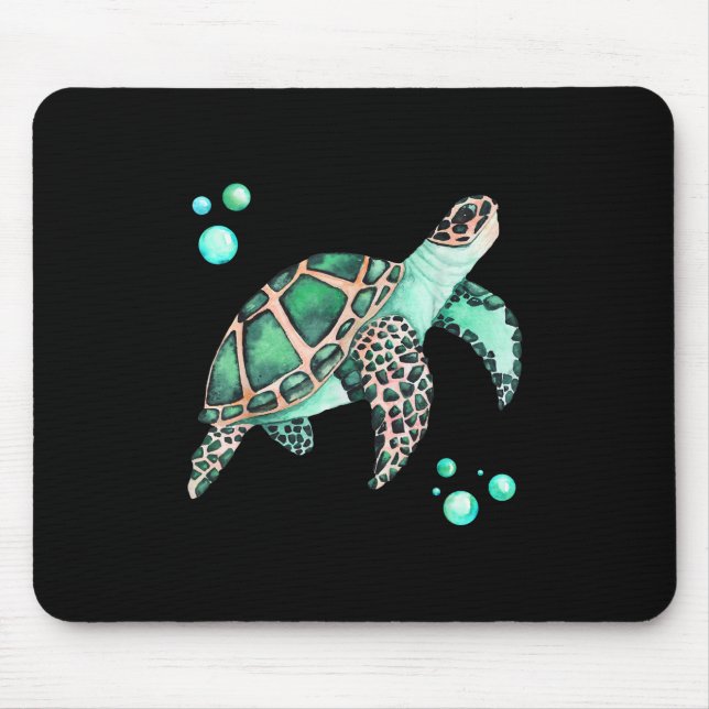 Tapis De Souris Belle aquarelle de tortue marine (Devant)