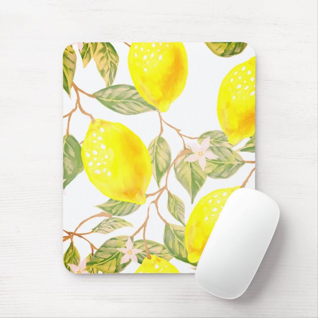Tapis De Souris Belle aquarelle design citron (Avec souris)