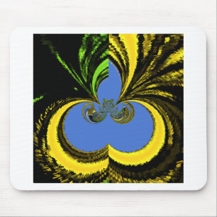 Tapis De Souris Belle Art Sud-Africain Jaune et Bleu Magnifique