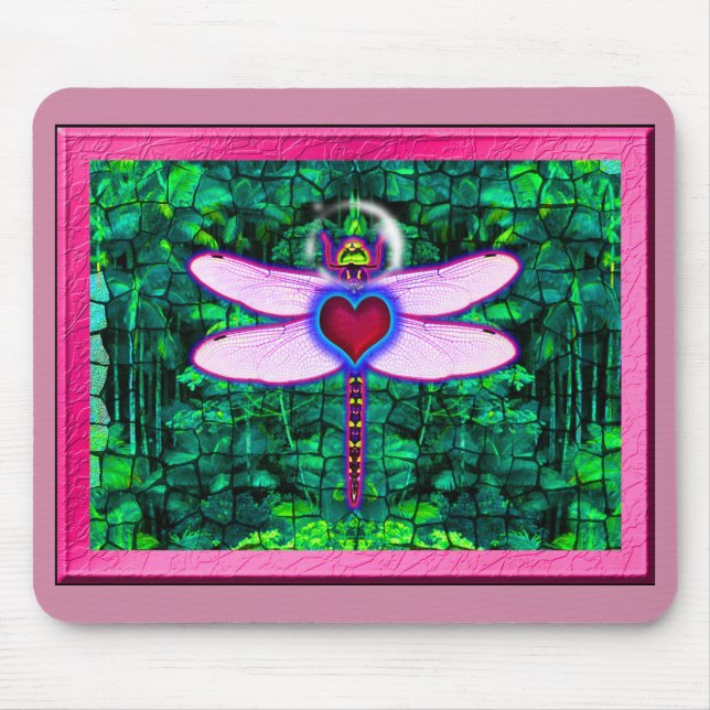 Tapis De Souris Belle Artwor encadrée "Crackel Framed Dragonfly" (Devant)