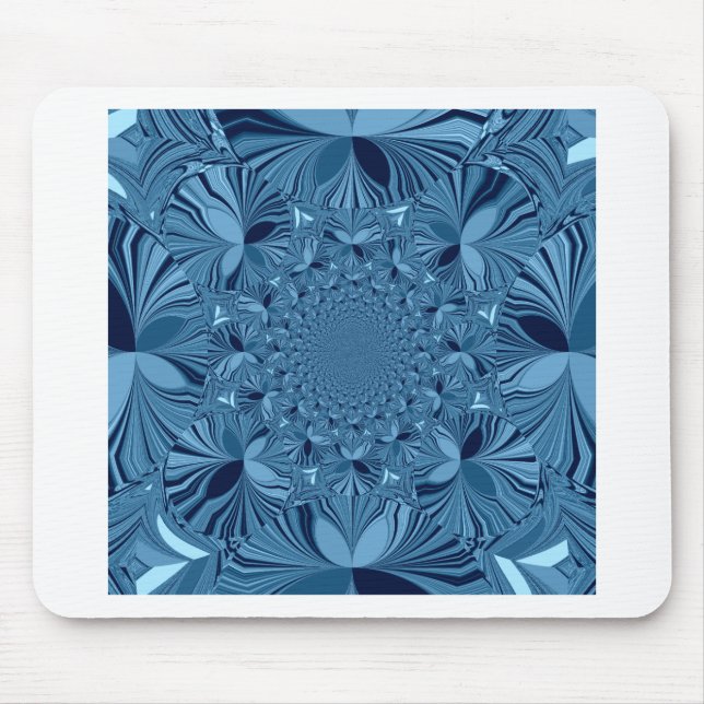 Tapis De Souris Belle Belle Iridescente Blue Kaleidoscope Art (Devant)
