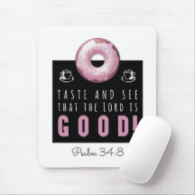 Belle Bible Verse Psaume 34:8 avec Doughnut rose