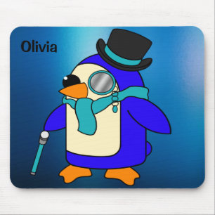 Tapis De Souris Belle caricature pingouin gelé bleu glacé