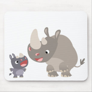 Tapis De Souris Belle Cartoon Rhino Baby & Big Rhino Mousepad