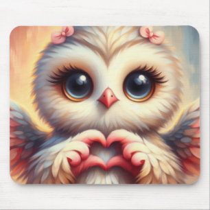 Tapis De Souris Belle Chouette Coeur d'Amour