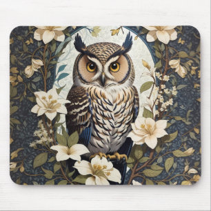 Tapis De Souris Belle Chouette Et Fleurs De Jasmin
