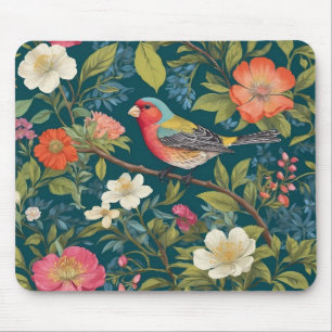 Tapis De Souris Belle coloration Finch Oiseau Botanique