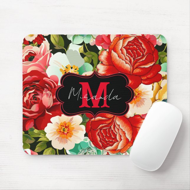 Tapis De Souris Belle conception florale - Personnaliser (Avec souris)