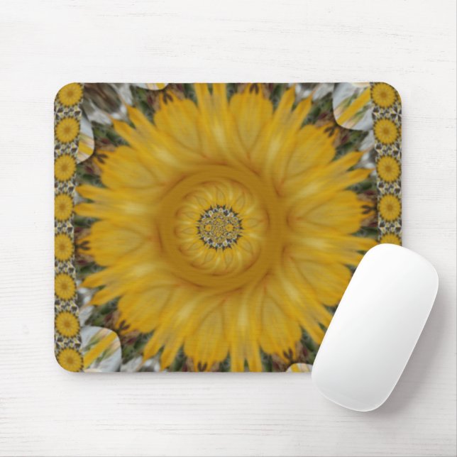 Tapis De Souris Belle Dorée Fleur Soleil Design Lumineux (Avec souris)