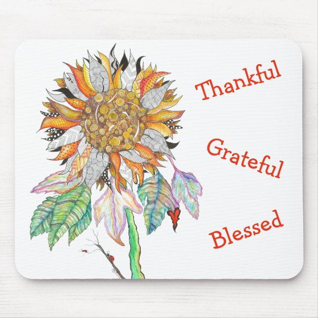 Tapis De Souris Belle et colorée Souris de tournesol (Devant)