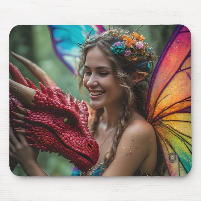 Tapis De Souris Belle Fée Dragon Rouge (Devant)