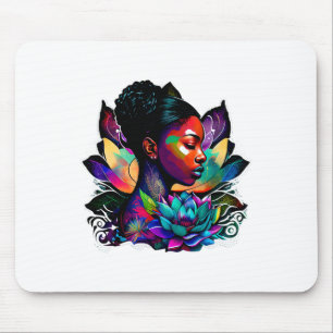Tapis De Souris Belle femme noire afro-reine Art amusant mignon lo