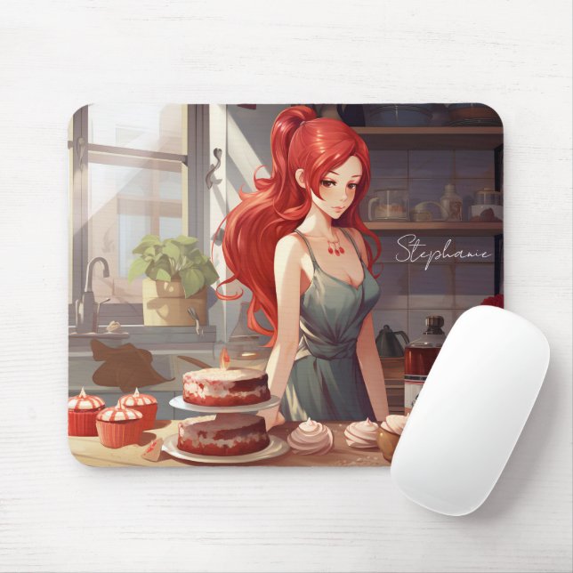 Tapis De Souris Belle Fille Cuisiner Dans La Kithcen (Avec souris)