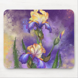 Tapis De Souris Belle Fleur Iris - Art Peinture Migned