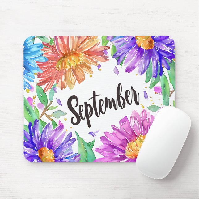 Tapis De Souris Belle Fleurs du mois de naissance/Septembre (Avec souris)