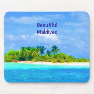 Tapis De Souris Belle île tropicale aux Maldives