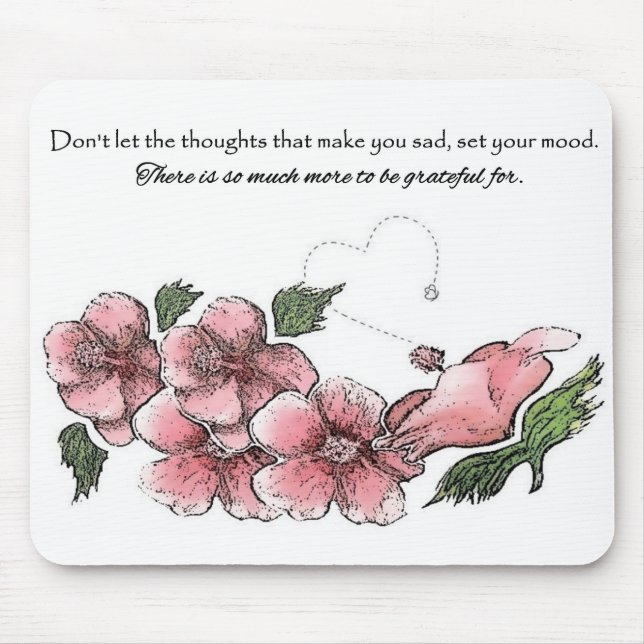 Tapis De Souris Belle ketmie rose avec la citation (Devant)