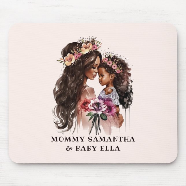 Tapis De Souris Belle maman et fille noire (Devant)