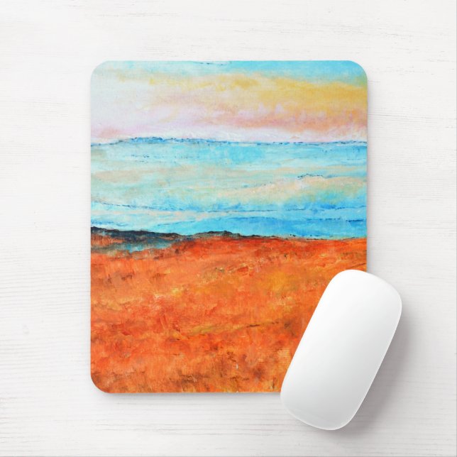 Tapis De Souris Belle Plage Abstraite peinture orange (Avec souris)