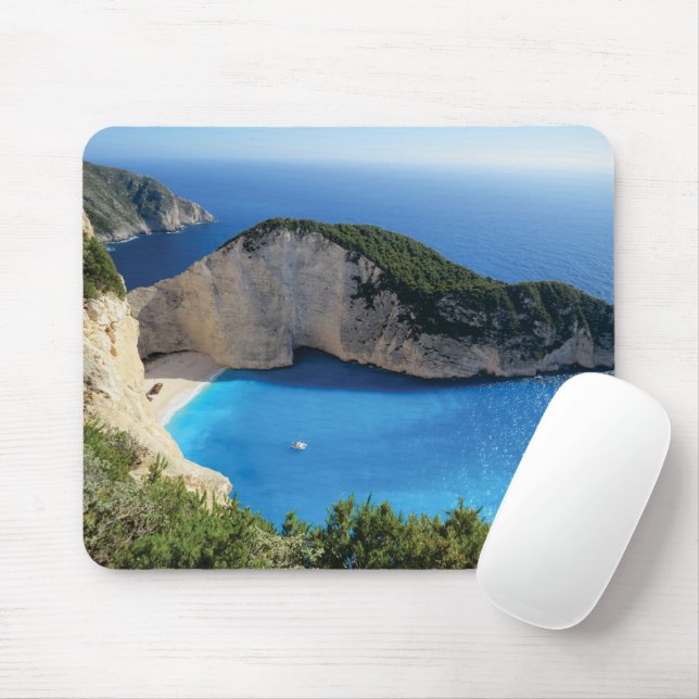 Tapis De Souris Belle plage de Navagio, Grèce (Avec souris)