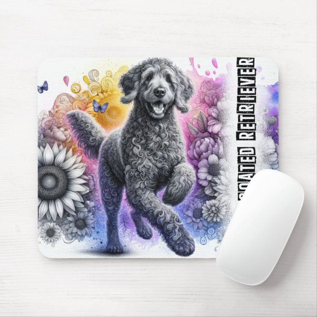 Tapis De Souris Belle race de chiens / Retriever à couche boueuse  (Avec souris)