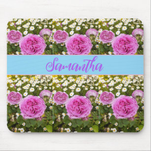 Tapis De Souris Belle rose Roses et marguerites Floral Souris