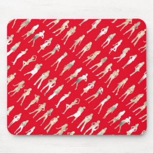 Tapis De Souris Belle silhouette blanche rouge mode filles motifs