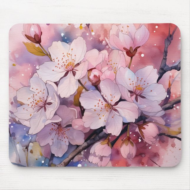 Tapis De Souris Belle souris à fleurs (Devant)