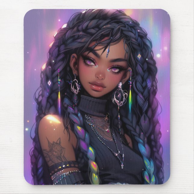 Tapis De Souris Belle Stylish Braided Hair Anime Girl (Devant)