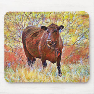 Tapis De Souris Belle vache en Pâturage Art Souris Pad