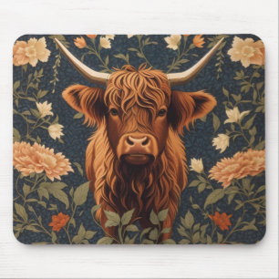 Tapis De Souris Belle vache Highland Vintage Floral