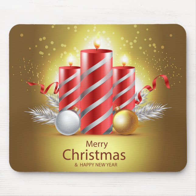 Tapis De Souris Belles bougies de Noël (Devant)