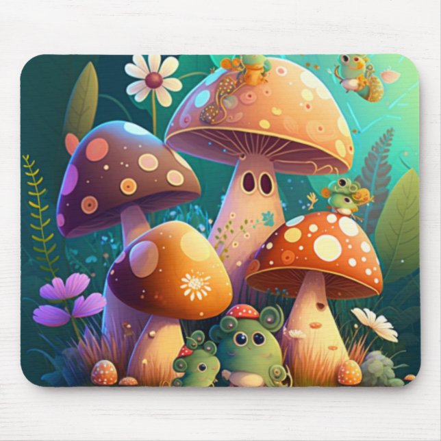 Tapis De Souris Belles champignons de bébé vert (Devant)