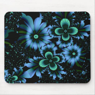 Tapis De Souris Belles Fleurs Bleues Art Fractal fin