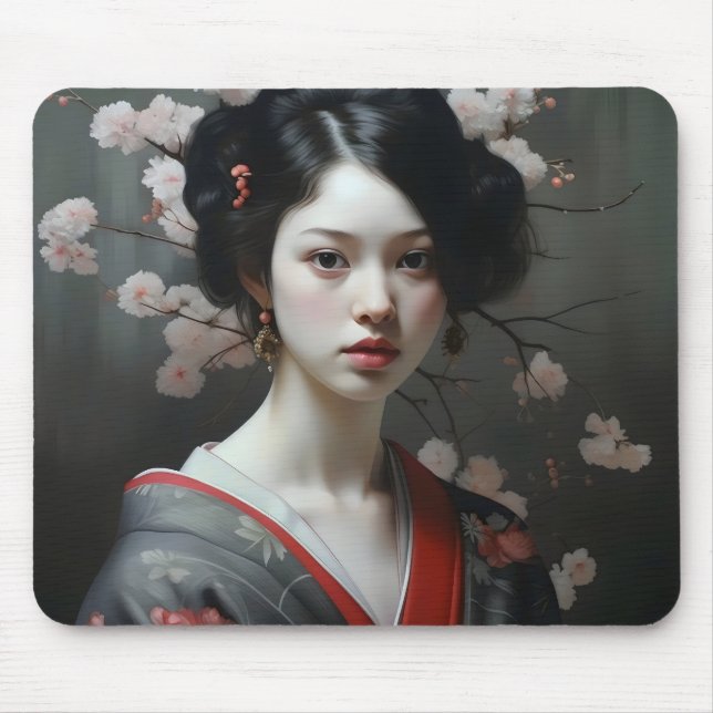 Tapis De Souris Belles fleurs de Geisha (Devant)