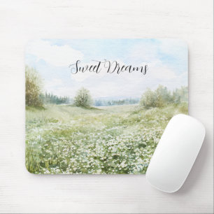 Tapis De Souris Belles Fleurs De Prairie Verte Ciel Bleu