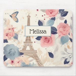 Tapis De Souris Belles Fleurs et Tour Eiffel Paris